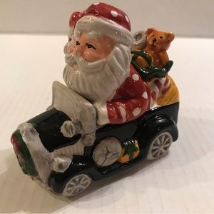 Vintage Santa And Toy Filled Car Salt & Pepper Shaker Set Hand-Painted
